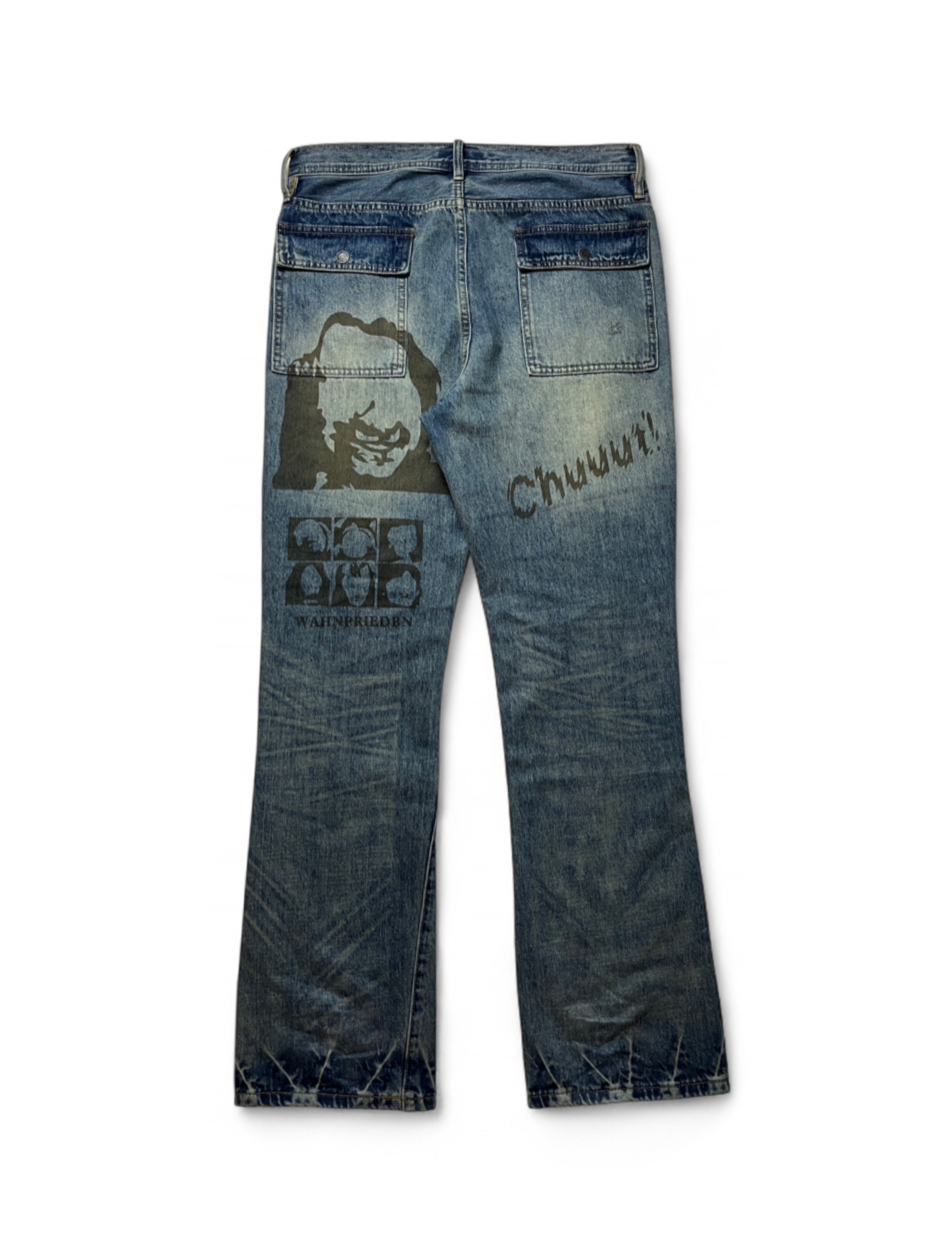 UNDERCOVER SS06 CHUUT WAHNFRIEDEN CARGO FLARE DENIM JEANS