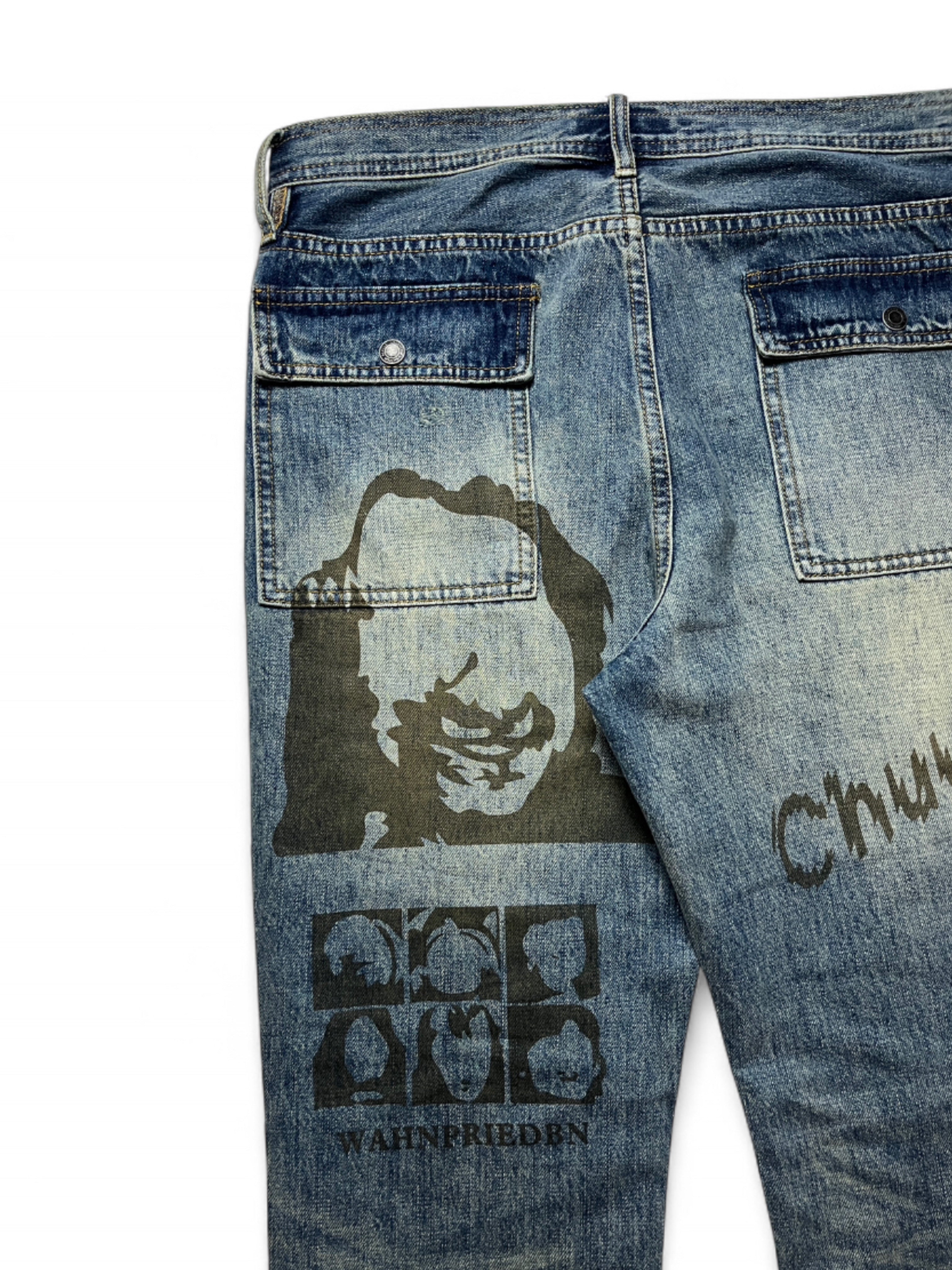 UNDERCOVER SS06 CHUUT WAHNFRIEDEN CARGO FLARE DENIM JEANS